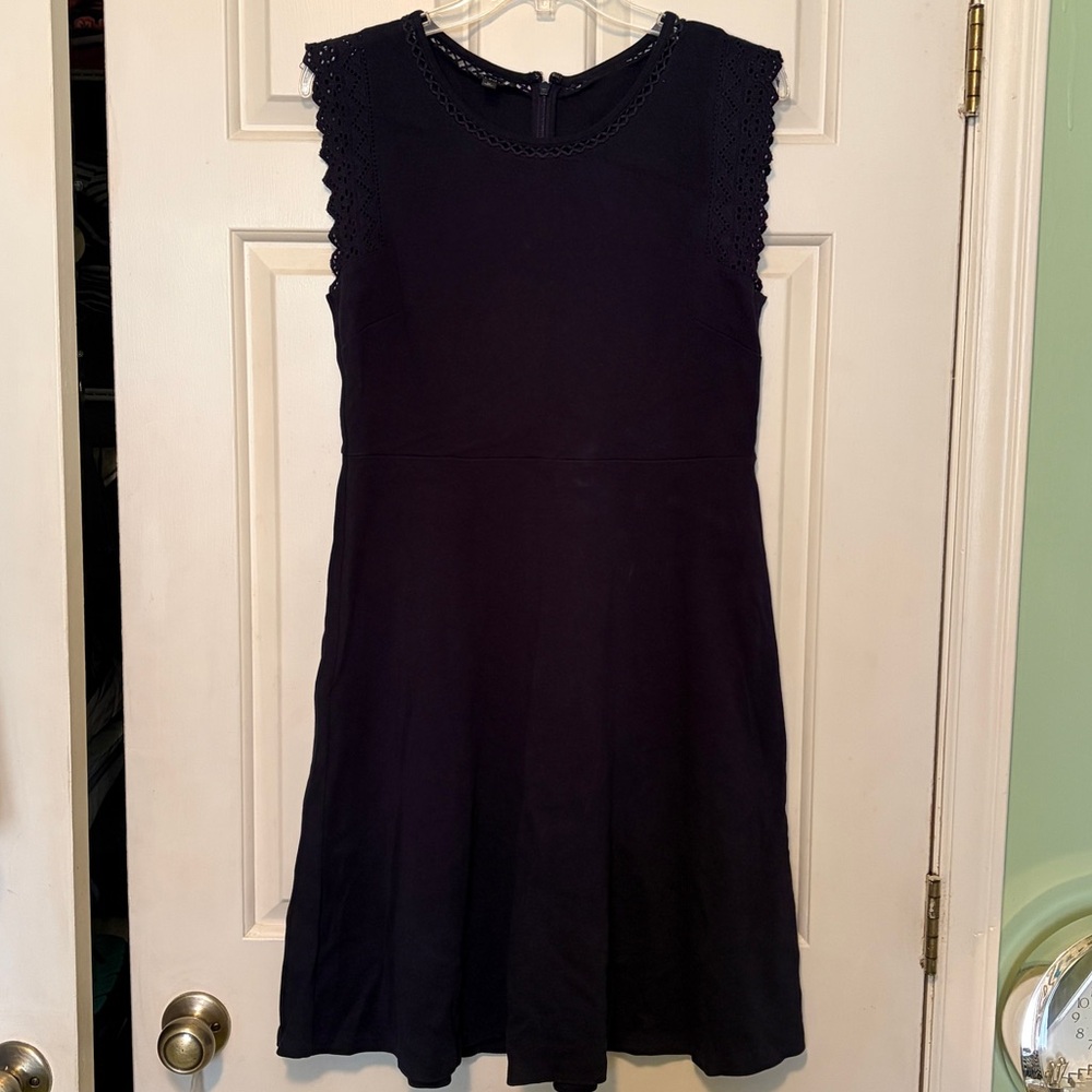 Talbots Navy Dress with Lace Edging